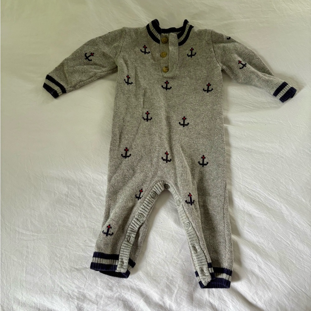 Janie and Jack Gray Nautical Baby Bodysuit